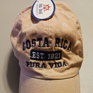 NWT - Costa Rica Pura Vida -Old Dock Strapback Hat Peach Adjustable Embroidered